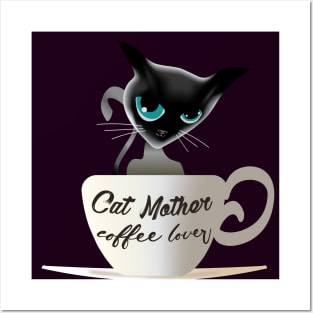 Cat Mother coffee lover (siamese cat) Posters and Art